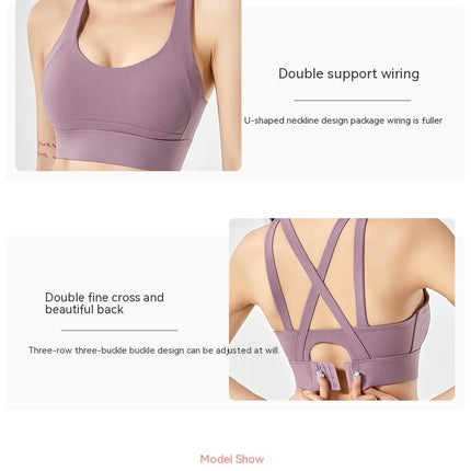 Deep U Back Sports Underwear Women's Shockproof Running High Intensity Yoga Fitness Outerwear Bra Sports Tank Top