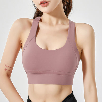Deep U Back Sports Underwear Women's Shockproof Running High Intensity Yoga Fitness Outerwear Bra Sports Tank Top