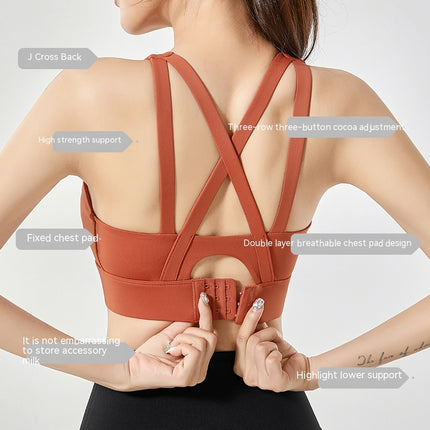 Deep U Back Sports Underwear Women's Shockproof Running High Intensity Yoga Fitness Outerwear Bra Sports Tank Top