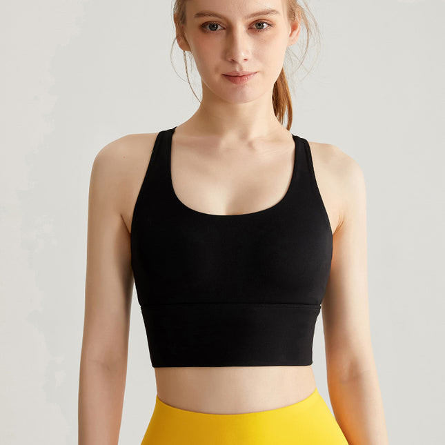 Women's Padded High Strength Seamless Criss Cross Back Sports Top Seamless Mid Impact Fitness Sports Underwear Bra