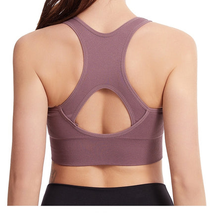 Anti-shock gathered large size running yoga fitness sports bra hollow back front zipper sports underwear female