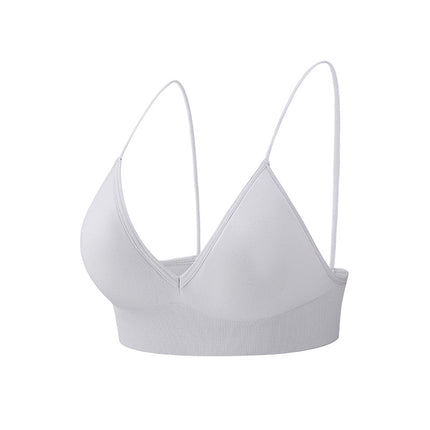 Women's triangle cup removable padded non-steel ring bra deep V character triangle cup non-marking bra
