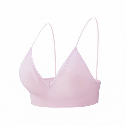Women's triangle cup removable padded non-steel ring bra deep V character triangle cup non-marking bra