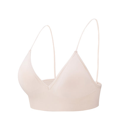 Women's triangle cup removable padded non-steel ring bra deep V character triangle cup non-marking bra