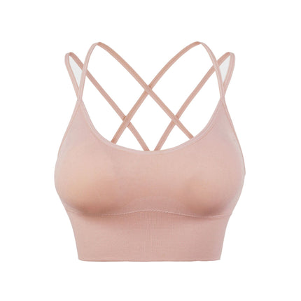 Spaghetti straps cross back yoga sports bra quick dry shockproof running fitness sports underwear Europe and the United States large size bra