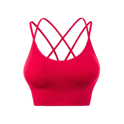 Spaghetti straps cross back yoga sports bra quick dry shockproof running fitness sports underwear Europe and the United States large size bra