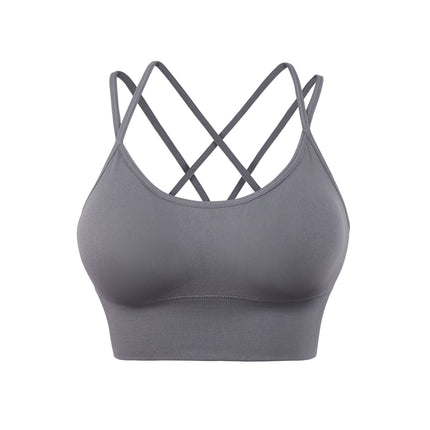 Spaghetti straps cross back yoga sports bra quick dry shockproof running fitness sports underwear Europe and the United States large size bra