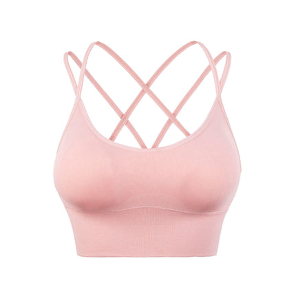 Spaghetti straps cross back yoga sports bra quick dry shockproof running fitness sports underwear Europe and the United States large size bra