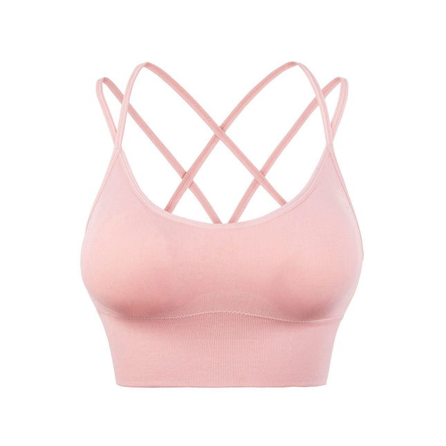 Spaghetti straps cross back yoga sports bra quick dry shockproof running fitness sports underwear Europe and the United States large size bra