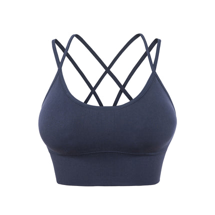 Spaghetti straps cross back yoga sports bra quick dry shockproof running fitness sports underwear Europe and the United States large size bra