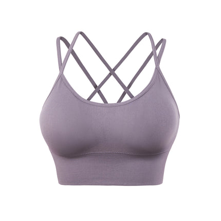 Spaghetti straps cross back yoga sports bra quick dry shockproof running fitness sports underwear Europe and the United States large size bra