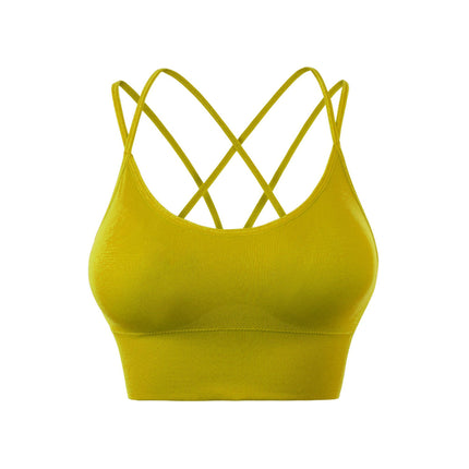 Spaghetti straps cross back yoga sports bra quick dry shockproof running fitness sports underwear Europe and the United States large size bra