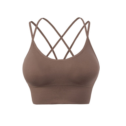 Spaghetti straps cross back yoga sports bra quick dry shockproof running fitness sports underwear Europe and the United States large size bra