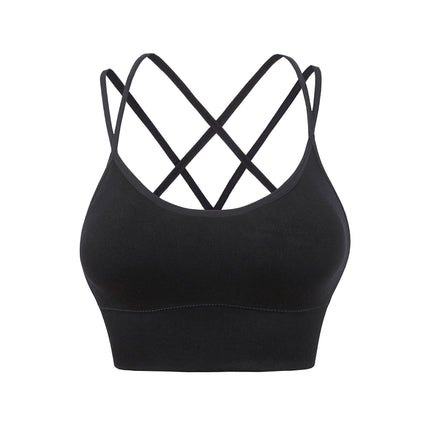 Spaghetti straps cross back yoga sports bra quick dry shockproof running fitness sports underwear Europe and the United States large size bra