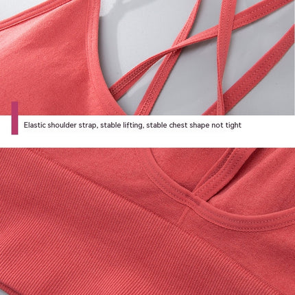 Spaghetti straps cross back yoga sports bra quick dry shockproof running fitness sports underwear Europe and the United States large size bra