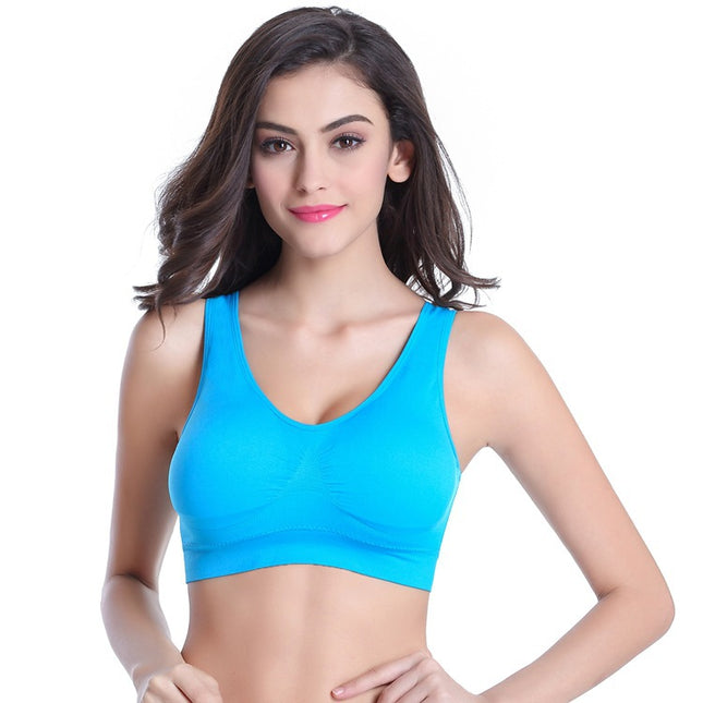 Women's Sports Bra, Seamless Comfort Sports Style Undershirt with Removable Padded Bra