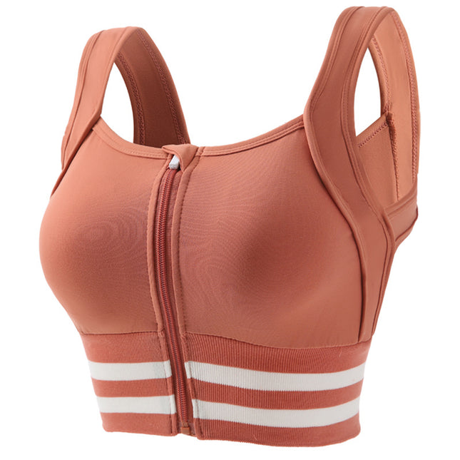 Women's Front Zipper Sports Bra Medium Impact Yoga Bra Gym Running Workout Tank Top Sports Bra