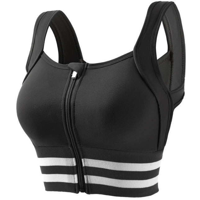 Women's Front Zipper Sports Bra Medium Impact Yoga Bra Gym Running Workout Tank Top Sports Bra