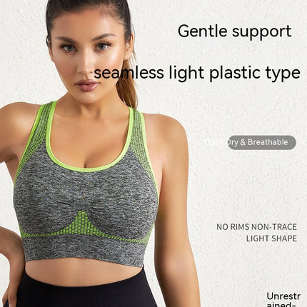 Women's non-steel ring sports bra non-steel ring shockproof yoga running tank top fitness straps bra underwear