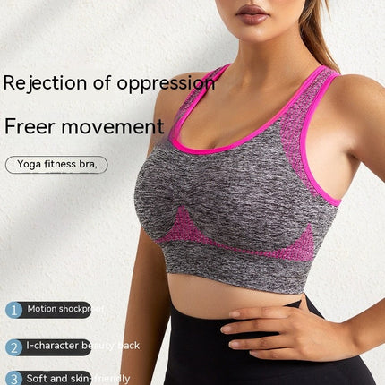 Women's non-steel ring sports bra non-steel ring shockproof yoga running tank top fitness straps bra underwear