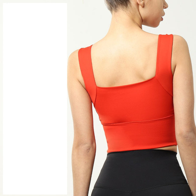 Women's sports underwear high-strength anti-shock running gathered bra side collection side breast yoga clothing fitness tank tops