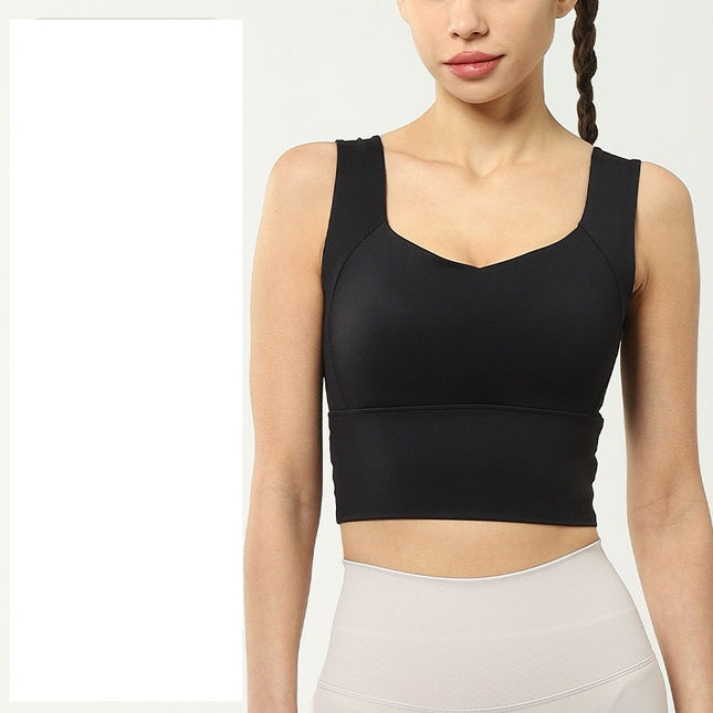 Women's sports underwear high-strength anti-shock running gathered bra side collection side breast yoga clothing fitness tank tops