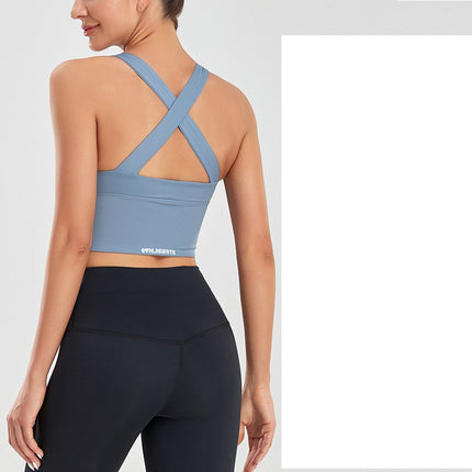 Ladies Wide Strap Zipper Sports Underwear Women High Impact Zipper Type Shockproof Running Gathering Yoga Clothing Shockproof Bra