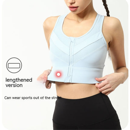 Women's Front Zipper Sports Bra Gym High Impact Shockproof Sports Underwear Yoga Top Breathable Sports Bra