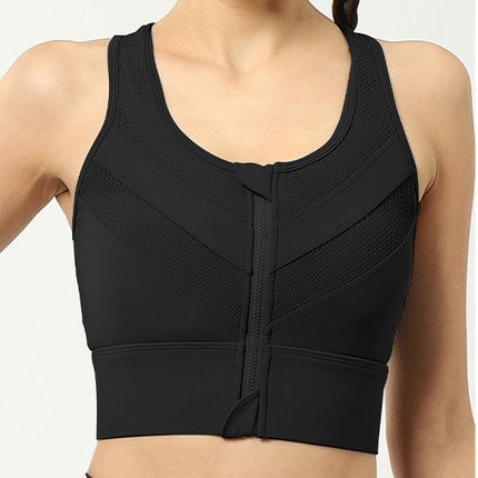 Women's Front Zipper Sports Bra Gym High Impact Shockproof Sports Underwear Yoga Top Breathable Sports Bra