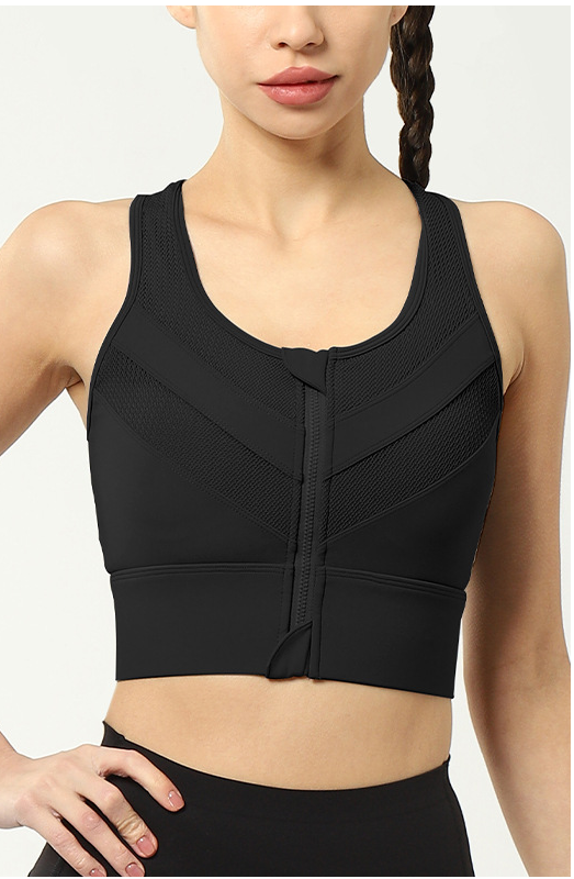 Women's Front Zipper Sports Bra Gym High Impact Shockproof Sports Underwear Yoga Top Breathable Sports Bra