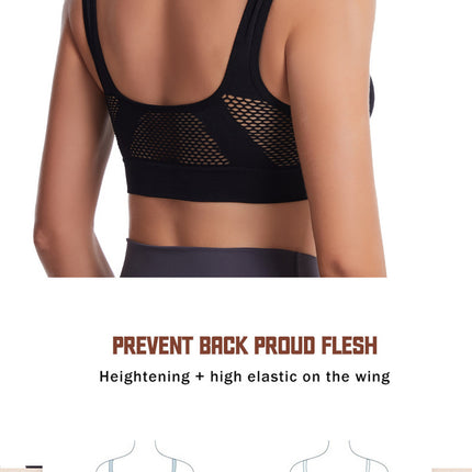 Women's non-steel ring hollow mesh breathable sports bra Shockproof yoga running underwear
