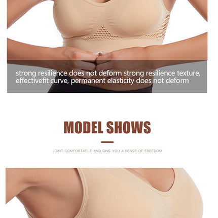 Women's non-steel ring hollow mesh breathable sports bra Shockproof yoga running underwear