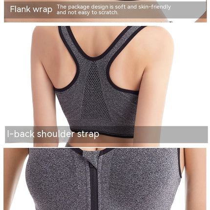 Women's front zipper sports bra professional shockproof breathable non-steel ring running tank top yoga sports underwear female