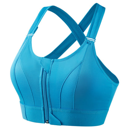 Women's non-steel ring zipper large size sports bra gathered yoga fitness shockproof running women's non-marking underwear body tank tops