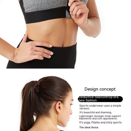 Women's non-steel ring zipper large size sports bra gathered yoga fitness shockproof running women's non-marking underwear body tank tops