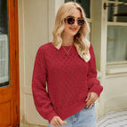 Wine red cross -border sweater
