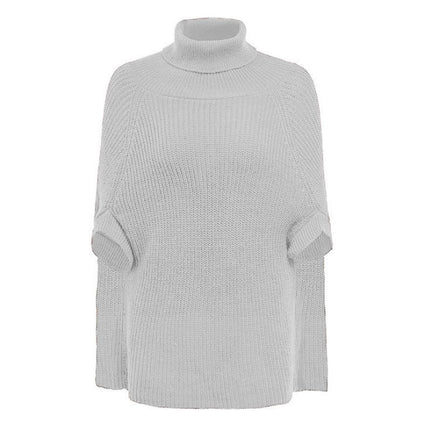 Womens Turtleneck Poncho Sweater Cape Wrap Knit Batwing Sleeve Tunic Pullover Tops Fall Winter Chunky Solid Jumper