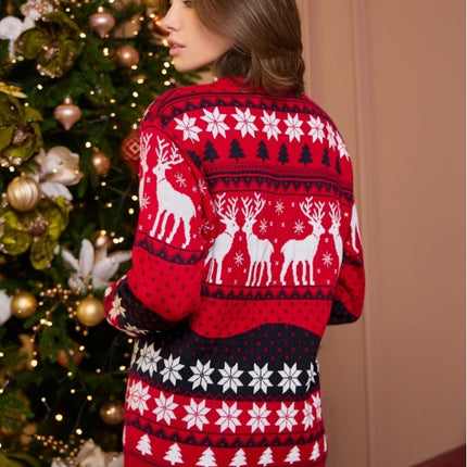Couple's Christmas Sweater Round Neck Elk Jacquard Long Sleeve Winter Pullover Sweater Autumn and Winter Christmas Sweater