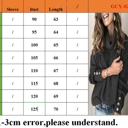 Womens Sweaters Fall High Neck Cuff Long Sleeve Solid Color Tops Button Knit Pullover Sweaters Clothes for Women