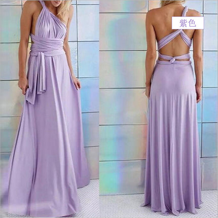 Women's Fashion Solid Color Multi Wear Cross Backless Sexy Long Dresses Bandage Dresses Long Dresses