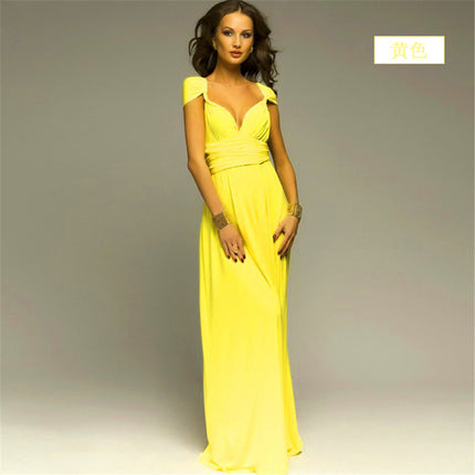 Women's Fashion Solid Color Multi Wear Cross Backless Sexy Long Dresses Bandage Dresses Long Dresses