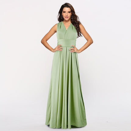 Women's Fashion Solid Color Multi Wear Cross Backless Sexy Long Dresses Bandage Dresses Long Dresses