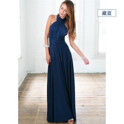 Women's Fashion Solid Color Multi Wear Cross Backless Sexy Long Dresses Bandage Dresses Long Dresses