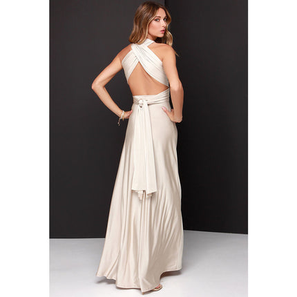 Women's Fashion Solid Color Multi Wear Cross Backless Sexy Long Dresses Bandage Dresses Long Dresses 1