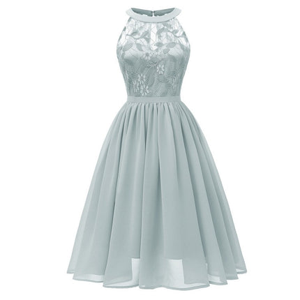 Women's Vintage Lace Sexy Slim Chiffon Neck Big Swing Lace Dresses Women's Party Dresses