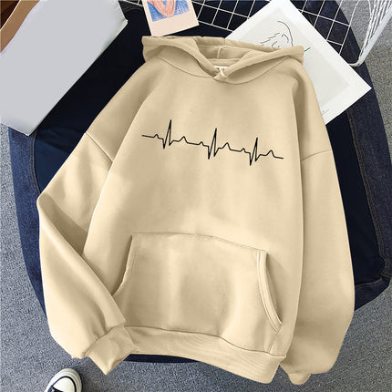 Women's Casual Hoodie Love Printed Couple Sweatshirt Long Sleeve Sweater Pullover with Pockets Autumn 2