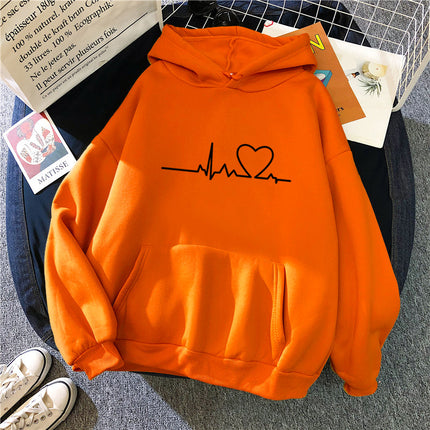 Women's Casual Hoodie Love Printed Couple Sweatshirt Long Sleeve Sweater Pullover with Pockets Autumn 1