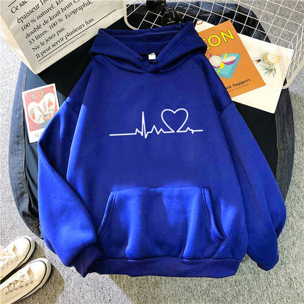 Women's Casual Hoodie Love Printed Couple Sweatshirt Long Sleeve Sweater Pullover with Pockets Autumn 1