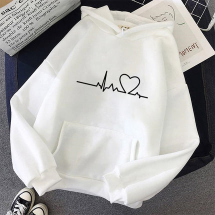 Women's Casual Hoodie Love Printed Couple Sweatshirt Long Sleeve Sweater Pullover with Pockets Autumn 1