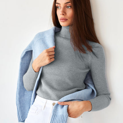 Turtleneck Sweater Women Solid Color Bottoming Shirt Slim High Collar Knitted Long Sleeved Top Pullover Sweaters